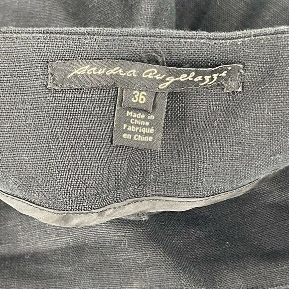 Sandra Angelozzi Linen Pants Black Size 36 US Small Tapered Cuffed Belted Chic - Picture 5 of 7